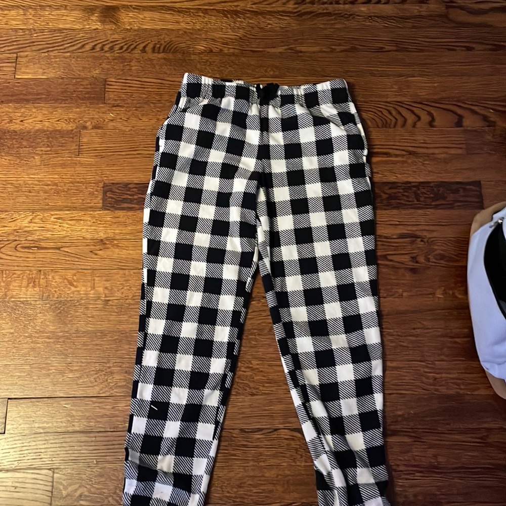 this black and white plaid sweatpants